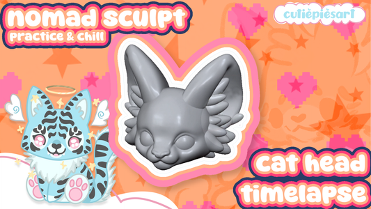 Sculpting Practice and Chill | Cat Head Sclupt Timelapse | Nomad Sculpt | iPad | Cutiepiesart