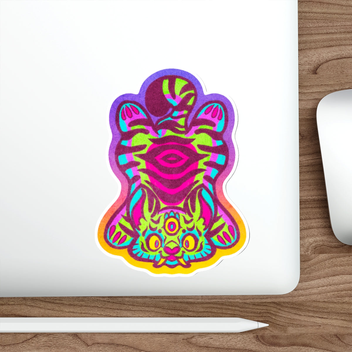 Tibetan Tiger Third Eye Psychedelic Kawaii Cutie Die-Cut Vinyl Sticker 6in
