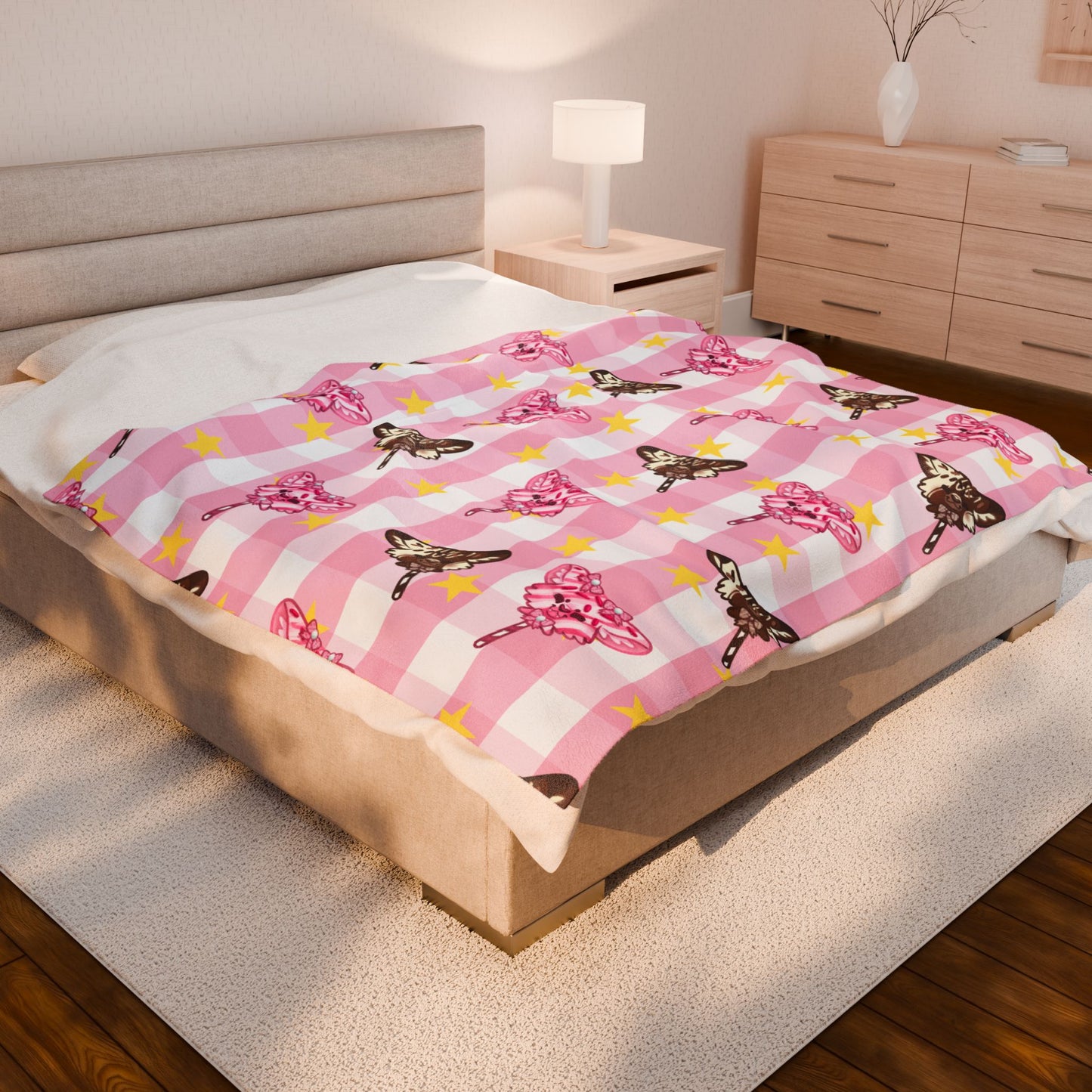Cake Pup Pink Fuzzy Blanket Pastel Dessert Circus Theme Kawaii Home Decor Clowncore Blankie Lightweight Soft
