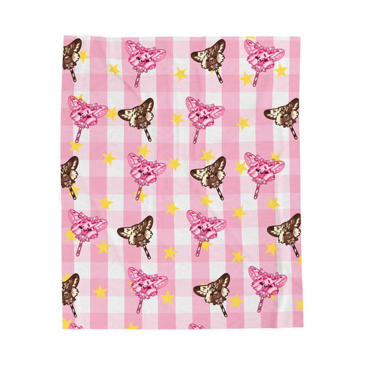 Cake Pup Pink Fuzzy Blanket Pastel Dessert Circus Theme Kawaii Home Decor Clowncore Blankie Lightweight Soft