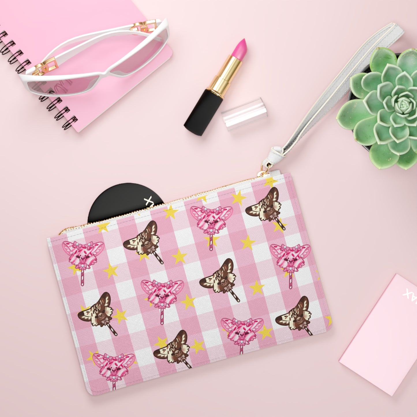 Cake Pup Dreams Clutch Bag - Pink Gingham