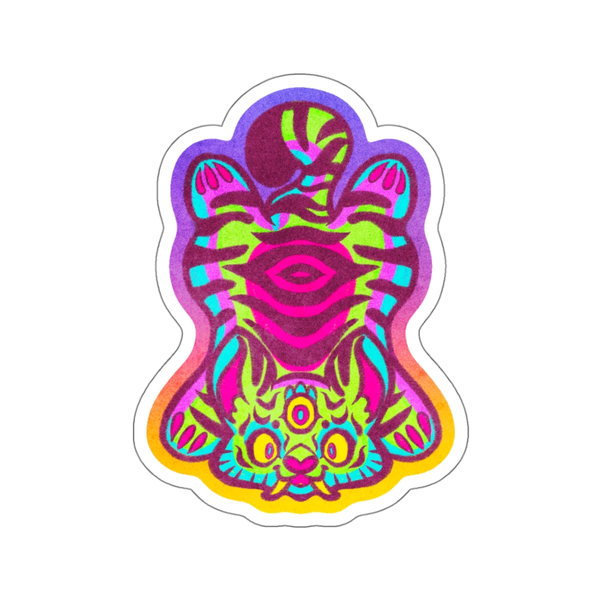Tibetan Tiger Third Eye Psychedelic Kawaii Cutie Die-Cut Vinyl Sticker 6in