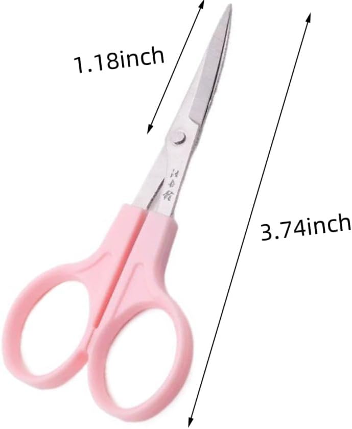 Pink Embroidery Curved Scissors, 3 Pcs, Stainless Steel