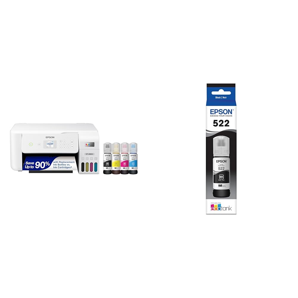 Epson EcoTank ET-2803 Wireless Color All-in-One Cartridge-Free Supertank Printer w/ Scan, Copy, AirPrint