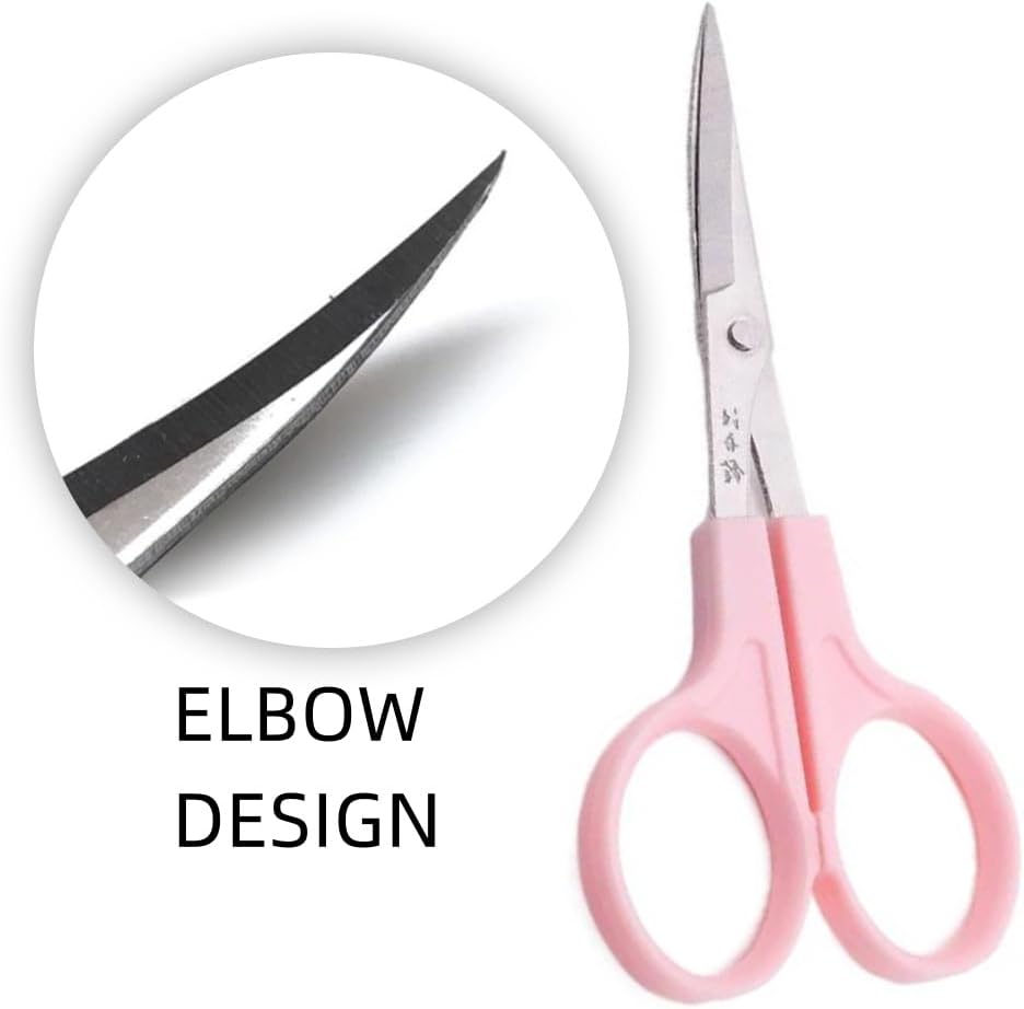 Pink Embroidery Curved Scissors, 3 Pcs, Stainless Steel
