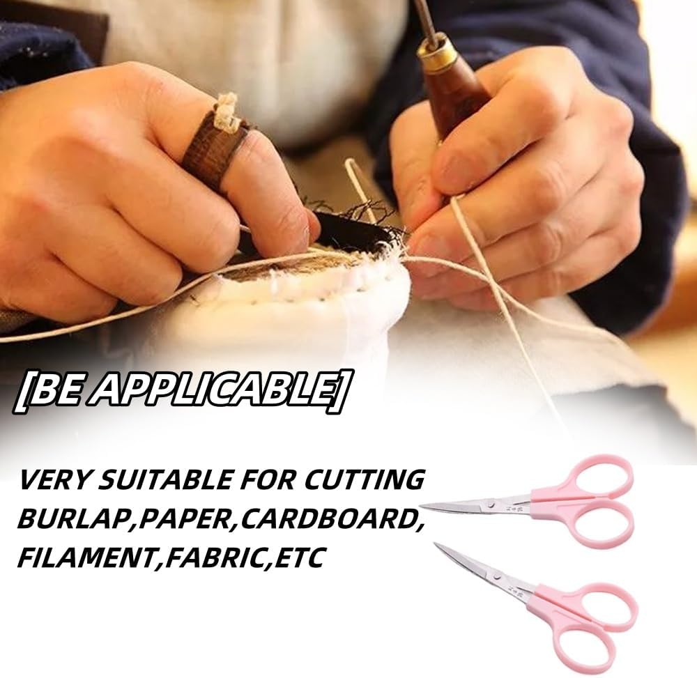 Pink Embroidery Curved Scissors, 3 Pcs, Stainless Steel