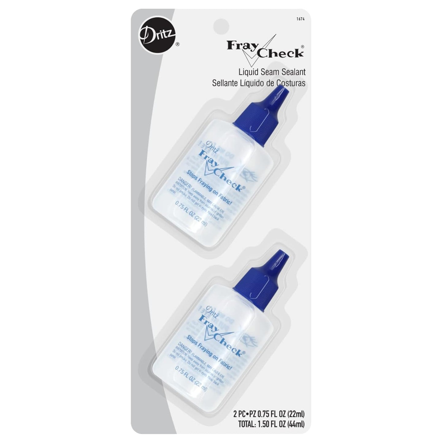 Dritz Fray Check Liquid Seam Sealant 2-Pack – Permanent Clear Fabric Edge Protector to Prevent Fraying and Secure Thread Ends – 0.75 oz Bottles