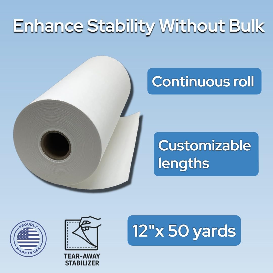 Tear Away Embroidery Stabilizer 1.8 oz Medium Weight 10" x 100 Yd Roll by H.B.I. Products