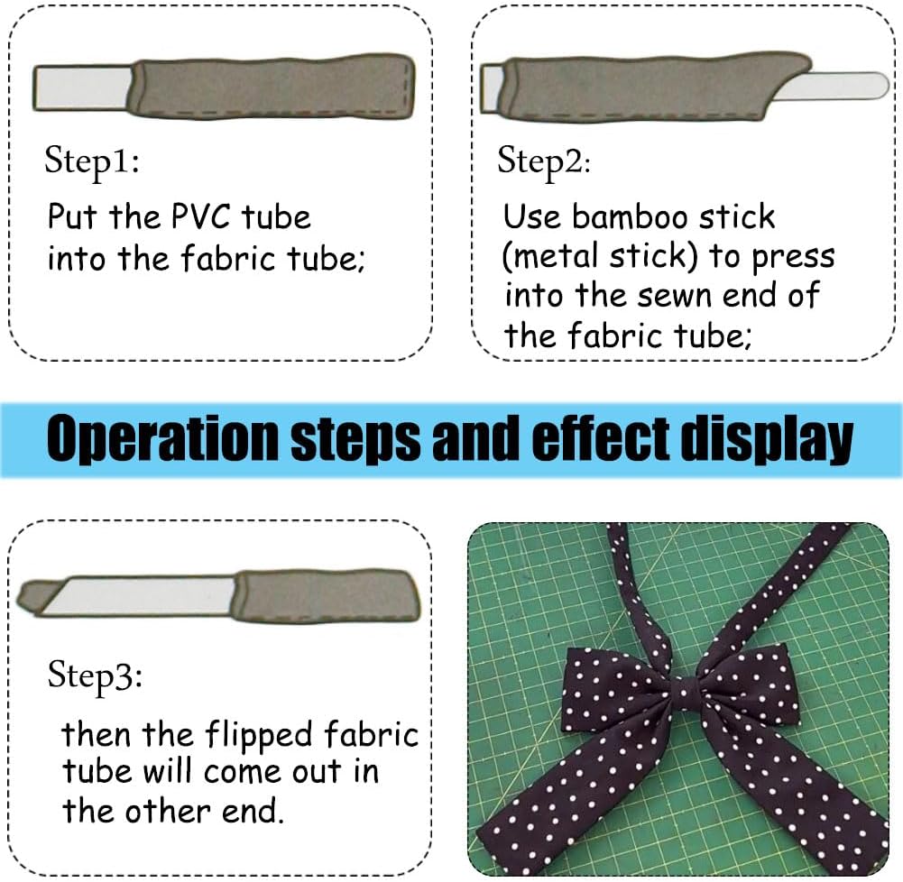Quick Turn Fabric Set, 3 Count, Assorted Sizes Tube Turners for Sewing DIY Tool