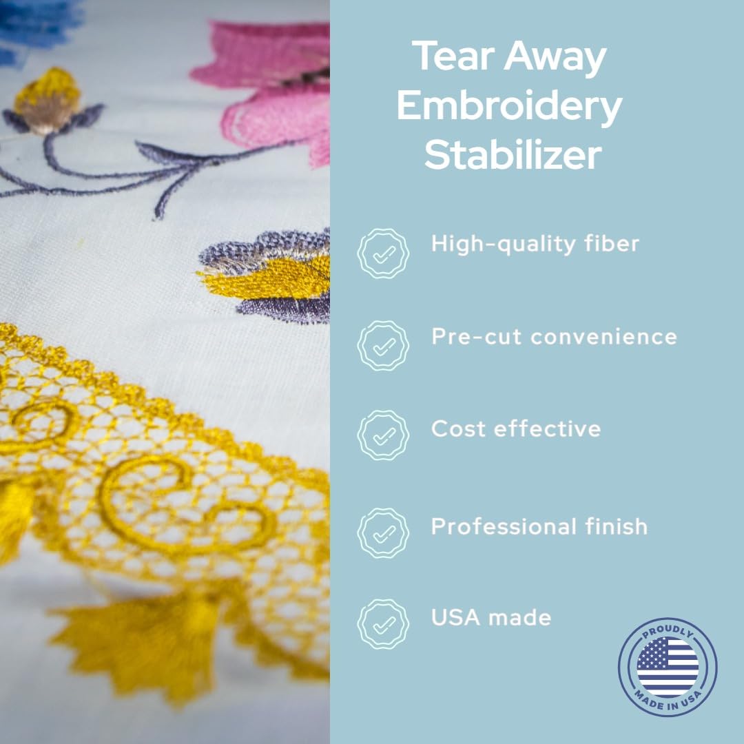 Tear Away Embroidery Stabilizer 1.8 oz Medium Weight 10" x 100 Yd Roll by H.B.I. Products
