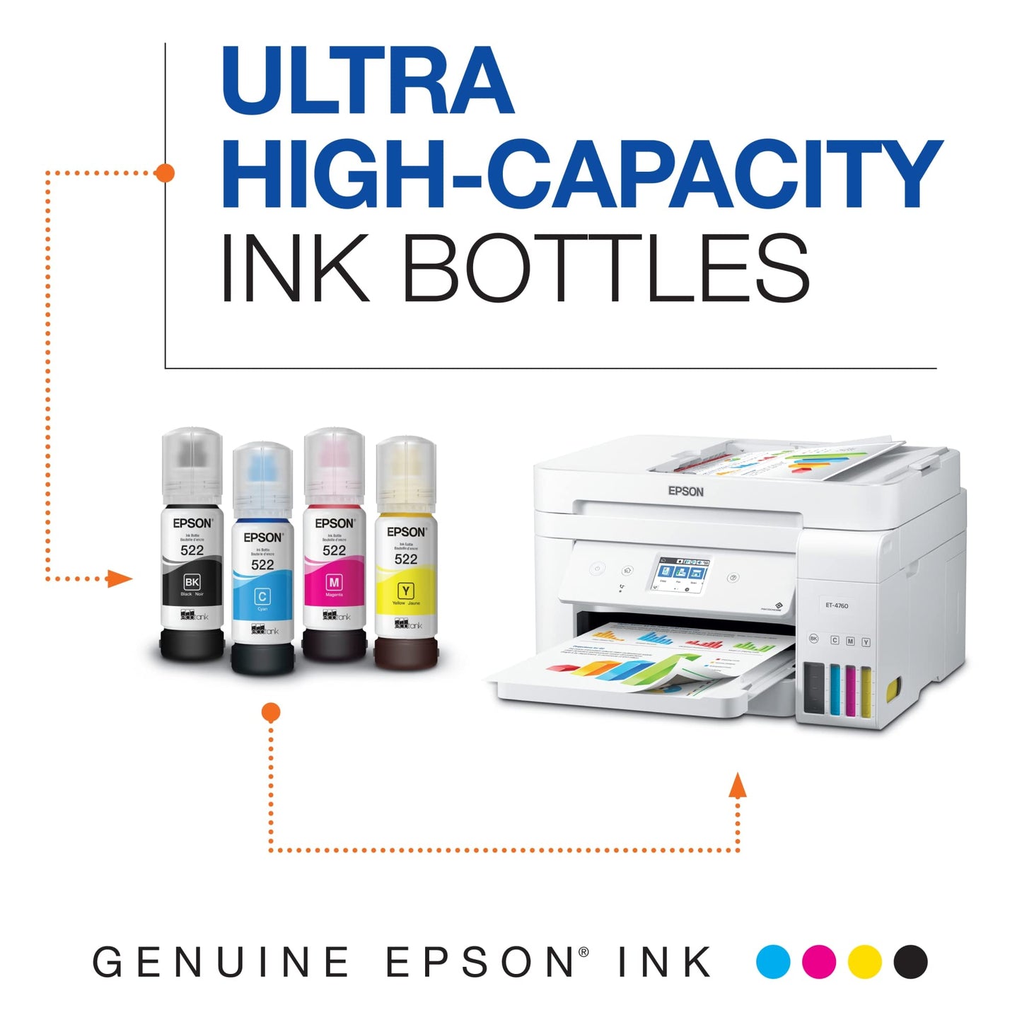 Epson EcoTank ET-2803 Wireless Color All-in-One Cartridge-Free Supertank Printer w/ Scan, Copy, AirPrint