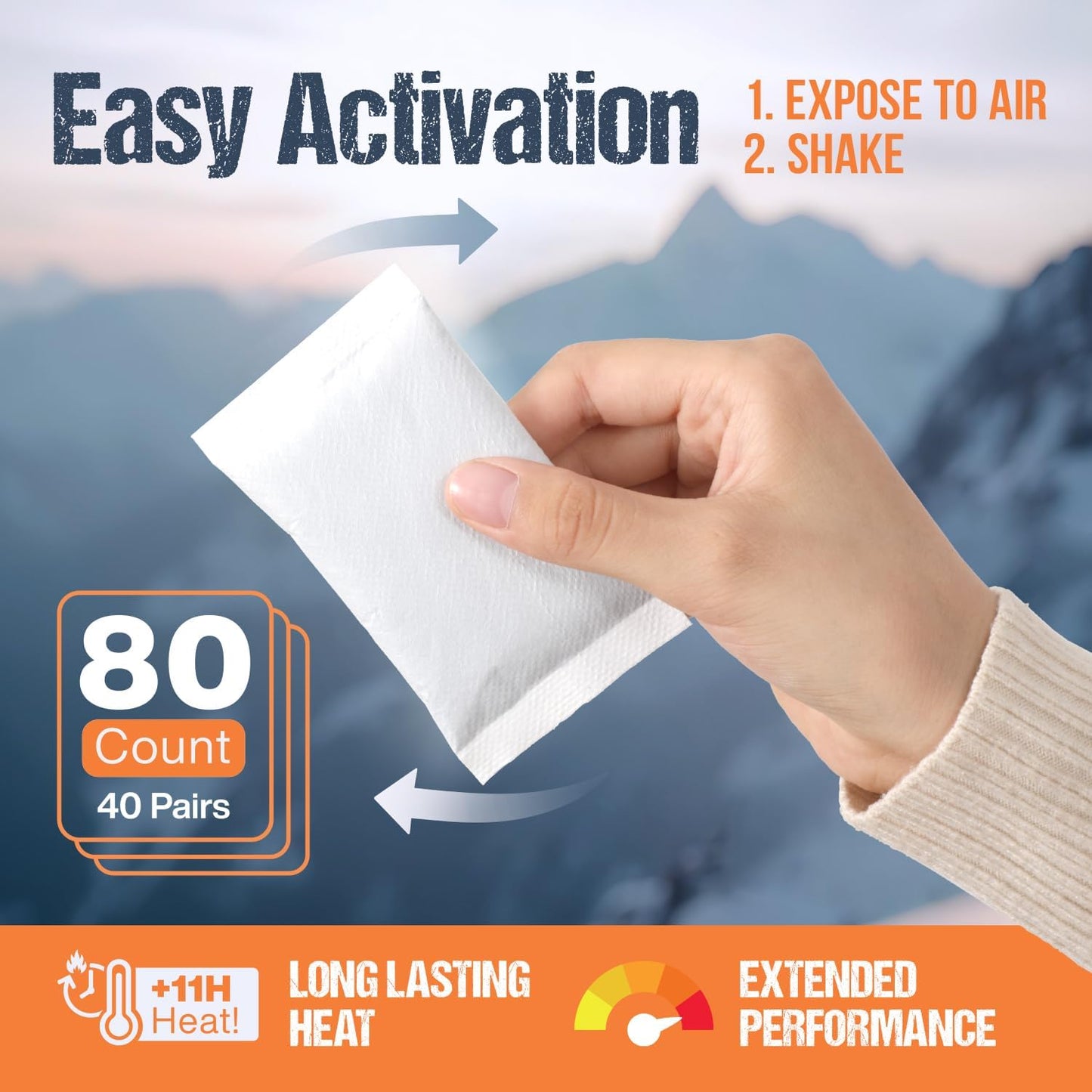 Hand Warmers 40 Pairs Air Activated 11 Hours of Heat Handwarmers Pack | Hot Hands Hand Warmers Bulk