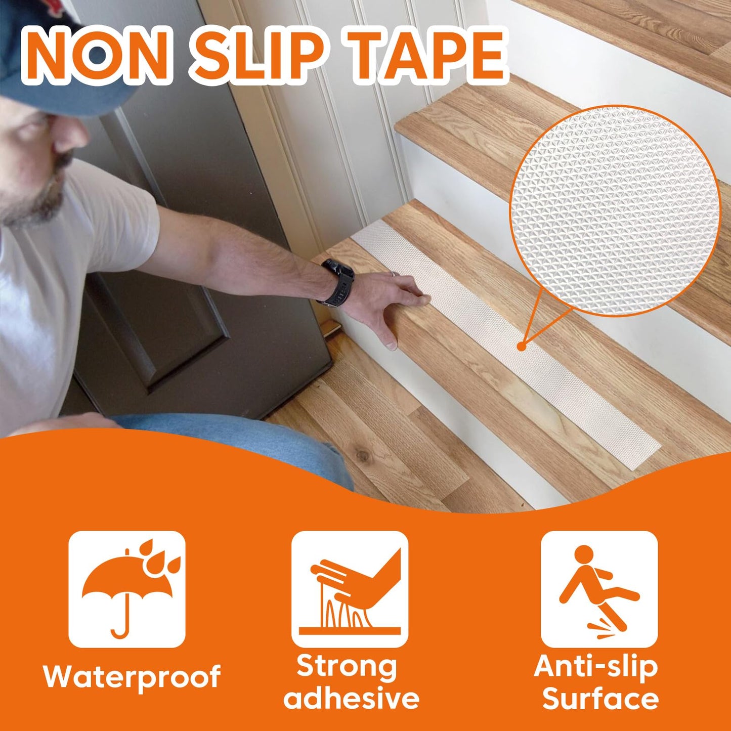 Anti Slip Grip Tape Clear | Heavy Duty Tape for Indoor & Outdoor | Waterproof Heat Resistant Tape Silicone | 2 Inch X 33 Feet