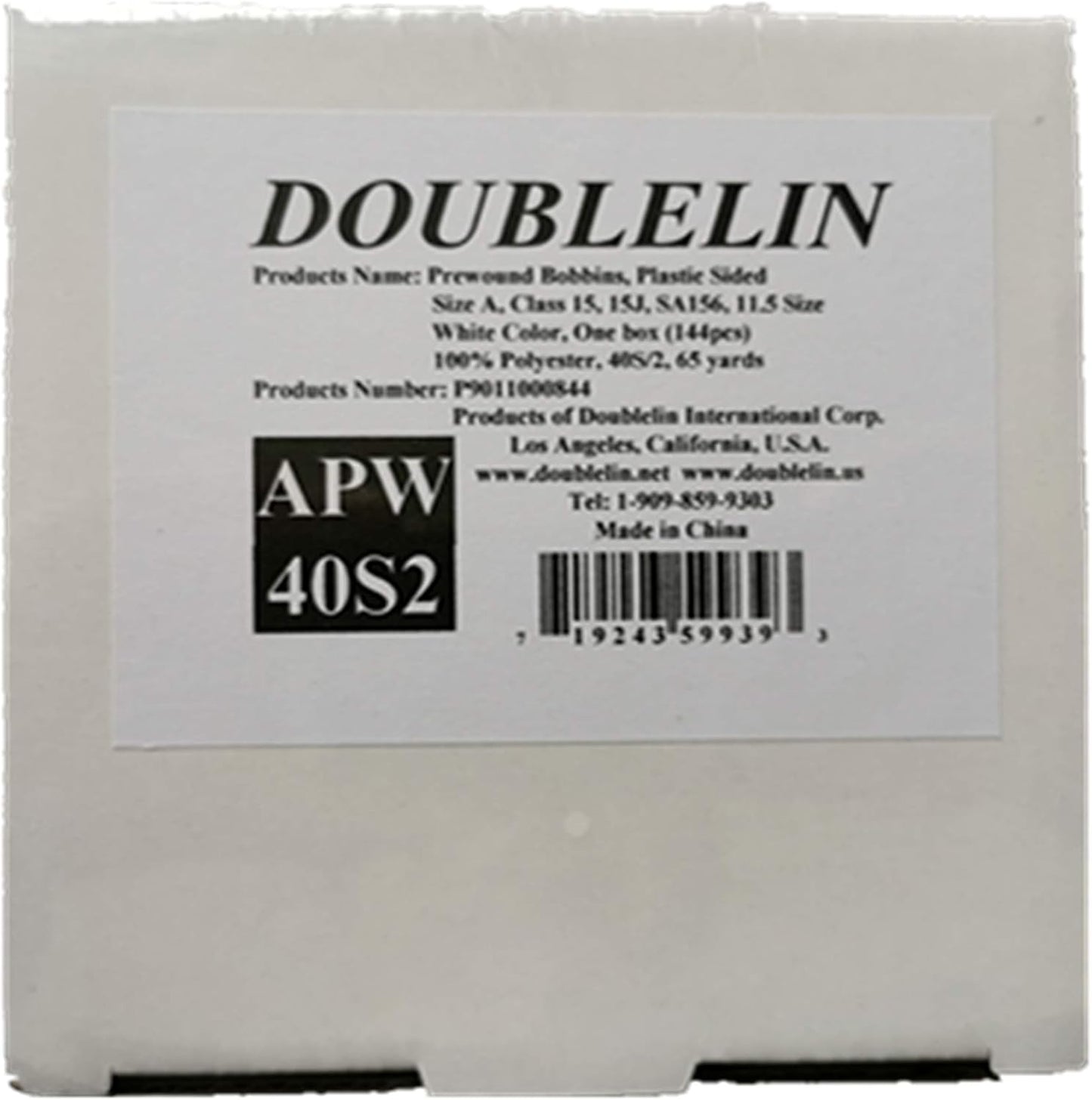 DOUBLELIN 144pcs Prewound Bobbins Size A 40S/2 Thread 34wt Class 15, 15J, SA156, White, 100% Polyester