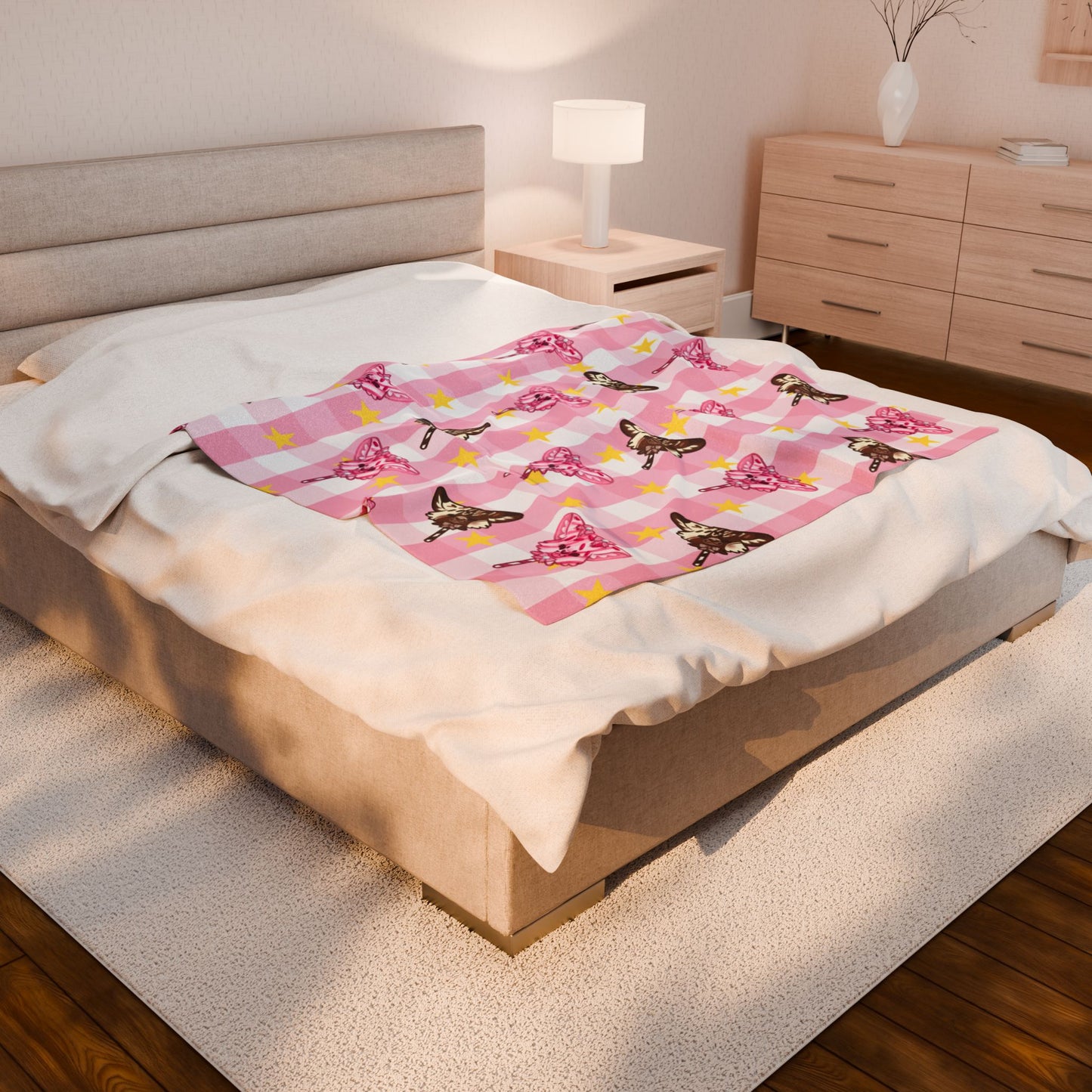 Cake Pup Pink Fuzzy Blanket Pastel Dessert Circus Theme Kawaii Home Decor Clowncore Blankie Lightweight Soft