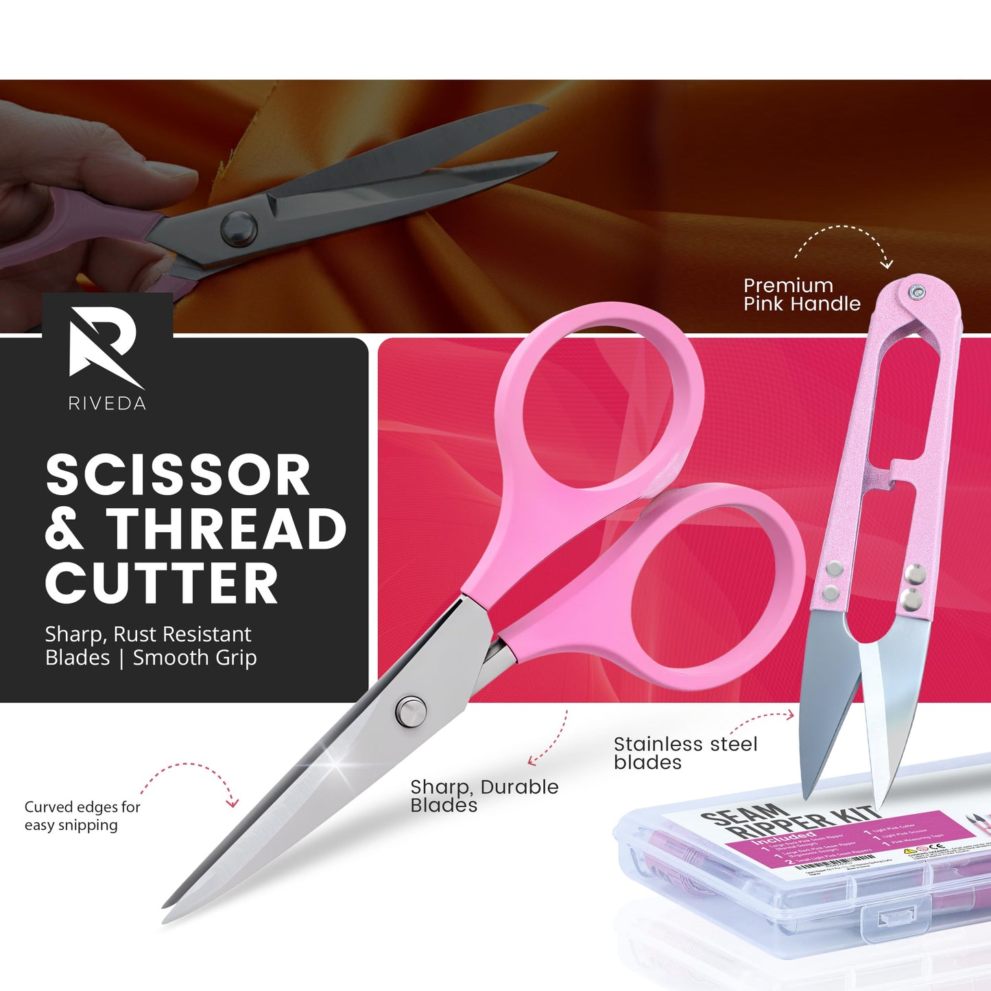 Pink Seam Ripper Kit - 7 Pieces