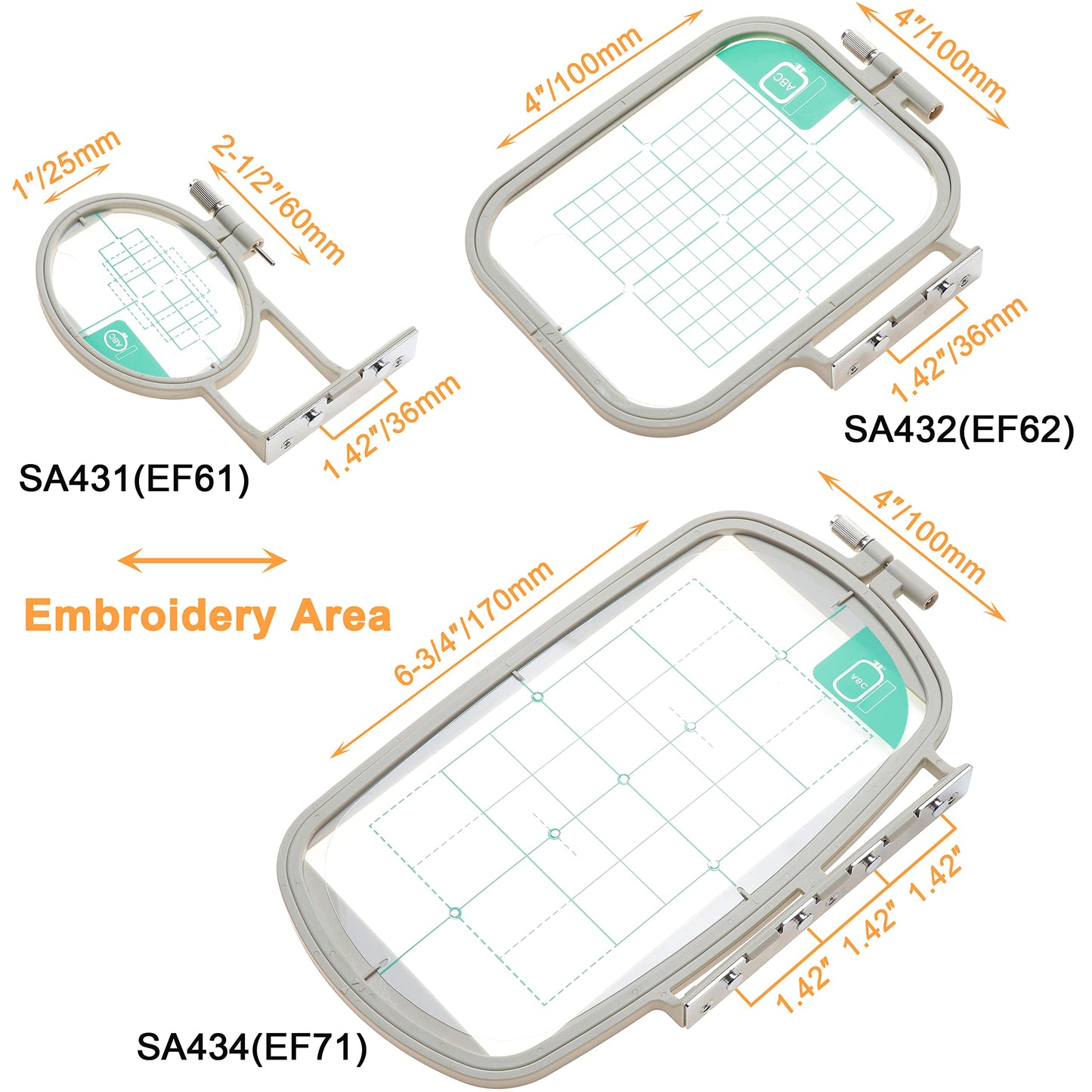 Embroidery Machine Hoop SA432 with 4"x4" Embroidery Area Compatible with Brother SE700 PE545 SE600 LB5500 PE535 550D SE630 LB5000 SE625 SE425 400 PE540D PE525 PE500
