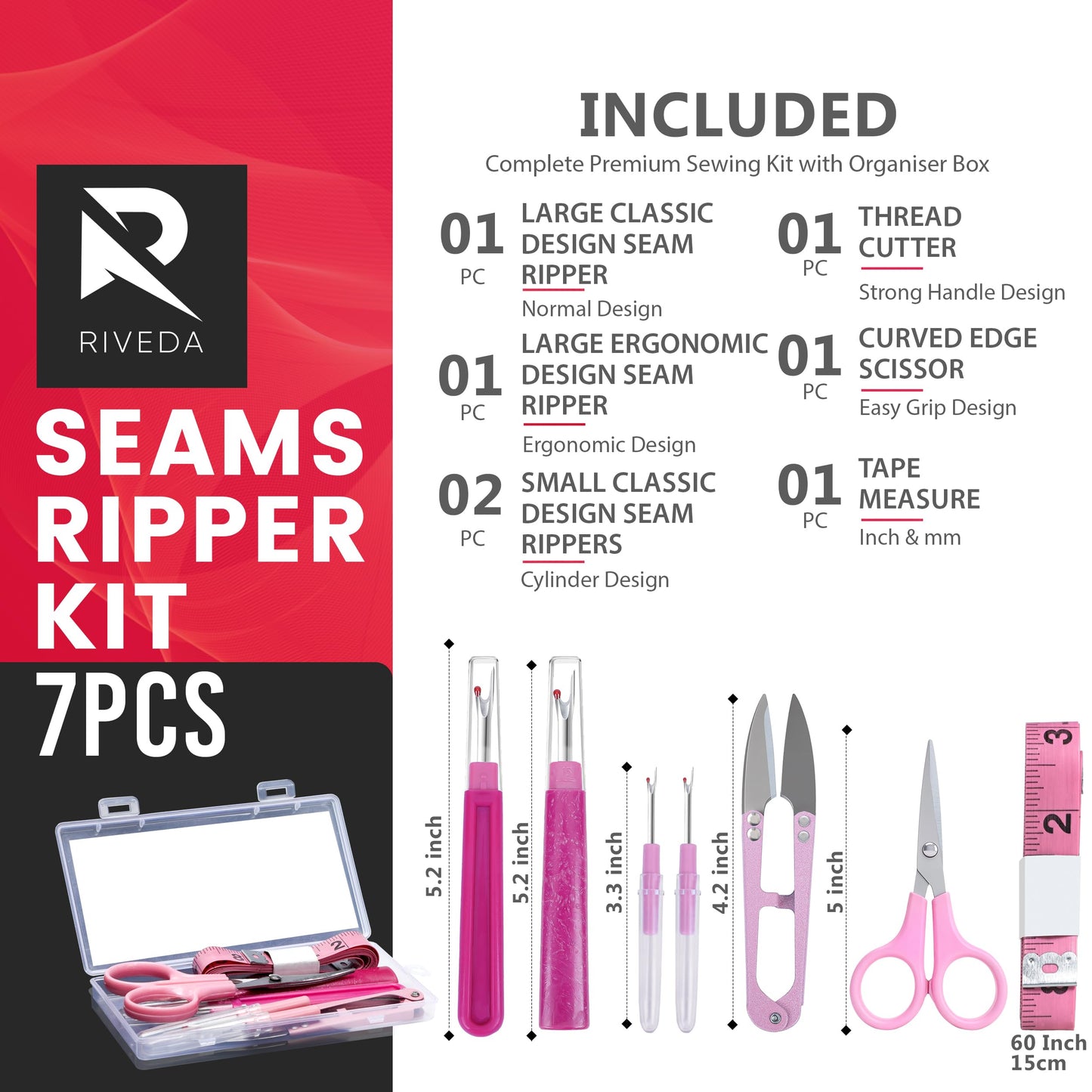 Pink Seam Ripper Kit - 7 Pieces