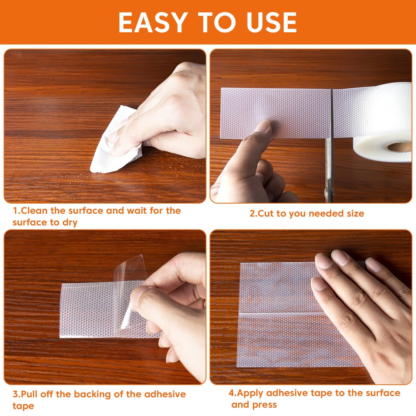 Anti Slip Grip Tape Clear | Heavy Duty Tape for Indoor & Outdoor | Waterproof Heat Resistant Tape Silicone | 2 Inch X 33 Feet