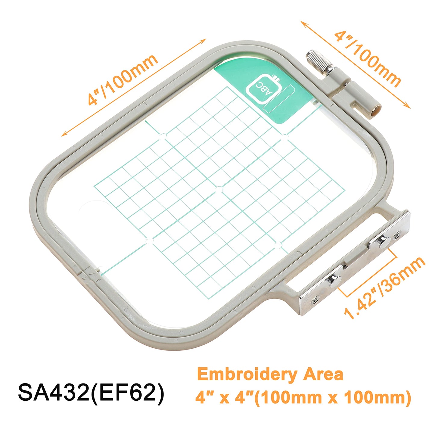 Embroidery Machine Hoop SA432 with 4"x4" Embroidery Area Compatible with Brother SE700 PE545 SE600 LB5500 PE535 550D SE630 LB5000 SE625 SE425 400 PE540D PE525 PE500