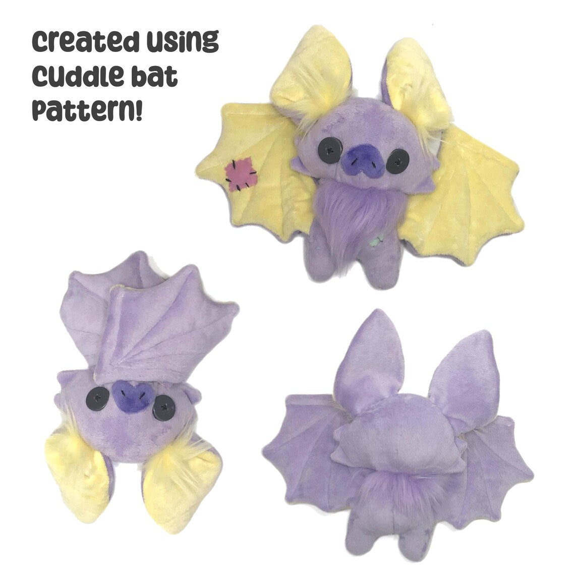 Cuddle Bat Plush Sewing Pattern Hand or Machine Sew Cute Spooky Creepy Kawaii Halloween