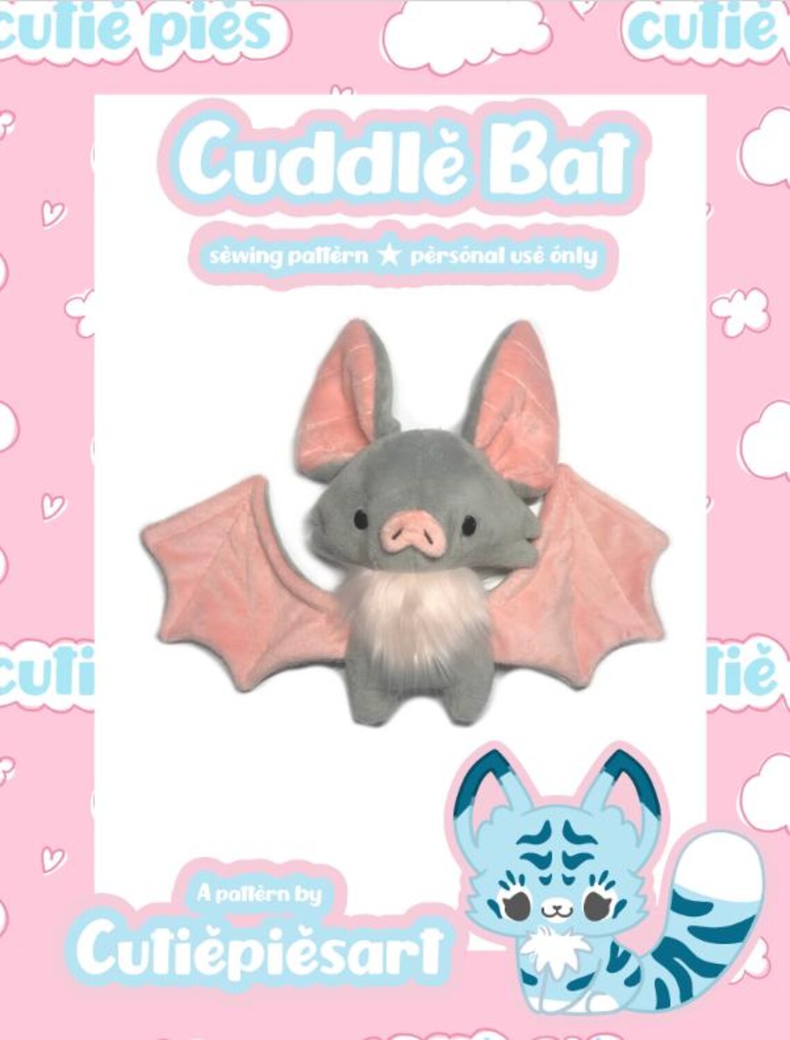 Cuddle Bat Plush Sewing Pattern Hand or Machine Sew Cute Spooky Creepy Kawaii Halloween