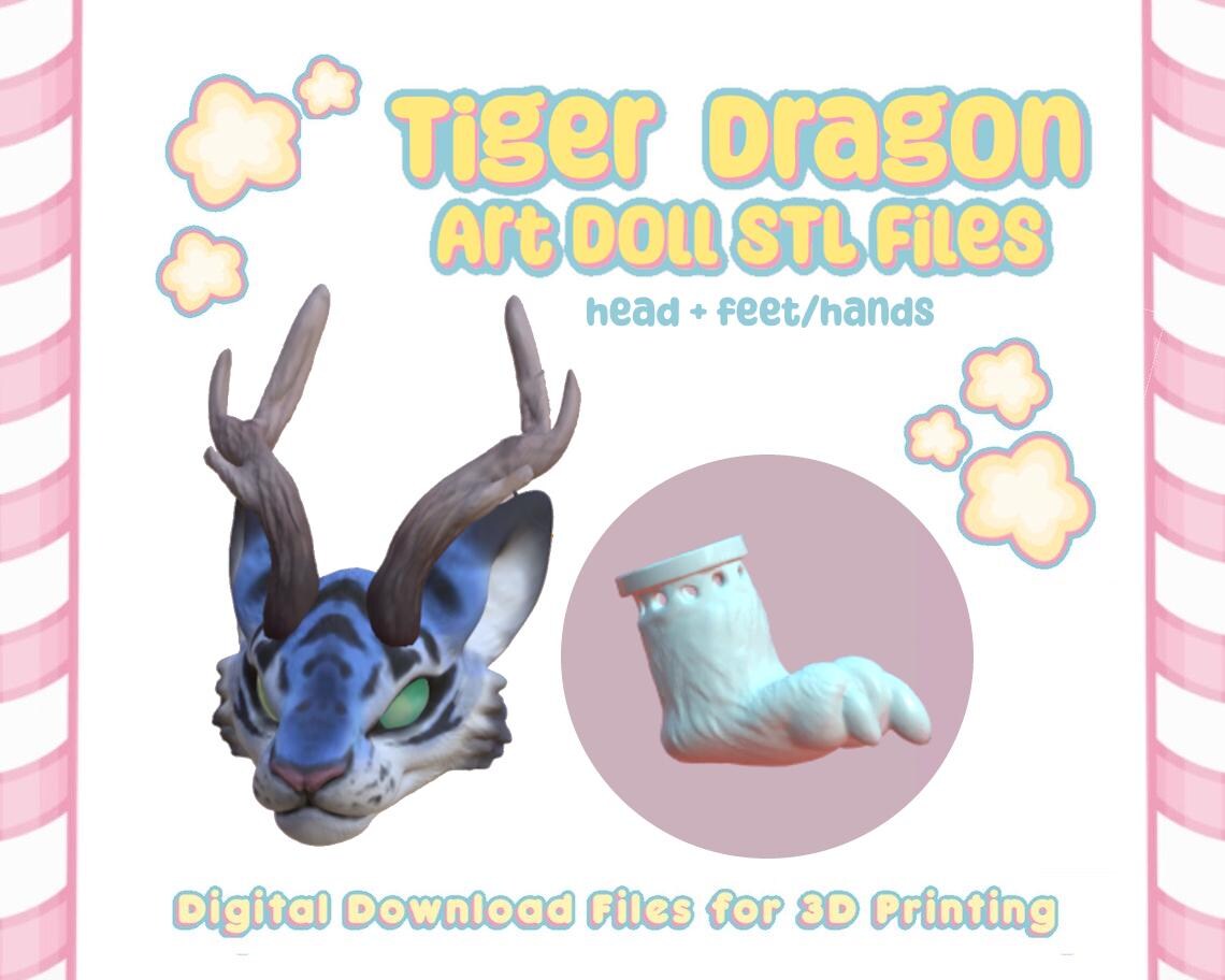 Tiger Dragon Art Doll Resin STL Files 3D Print Figurine