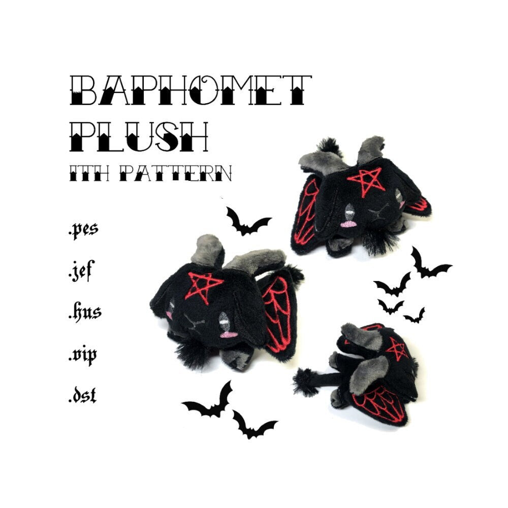Baphomet ITH Embroidery Plush Pattern Kawaii Halloween Embroidery Machine Pattern Cute Satanic 4x4 5x7 - PERSONAL USE