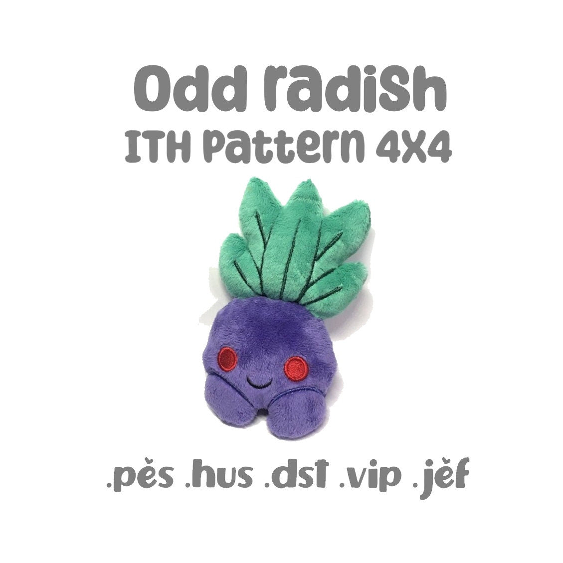 Odd Radish Kawaii ITH Embroidery Pattern Tiny Plush Cute Fluffy Pastel