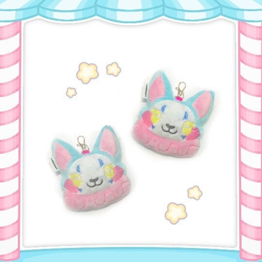Clown Cutie Cat Plush Keychain Cute Fluffy Pastel Circus Clowncore Carnival Pastel Goth Kawaii MADE TO ORDER
