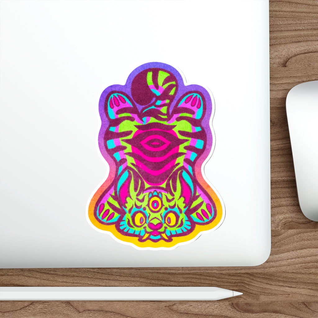 Tibetan Tiger Third Eye Psychedelic Kawaii Cutie Die-Cut Vinyl Sticker 6in