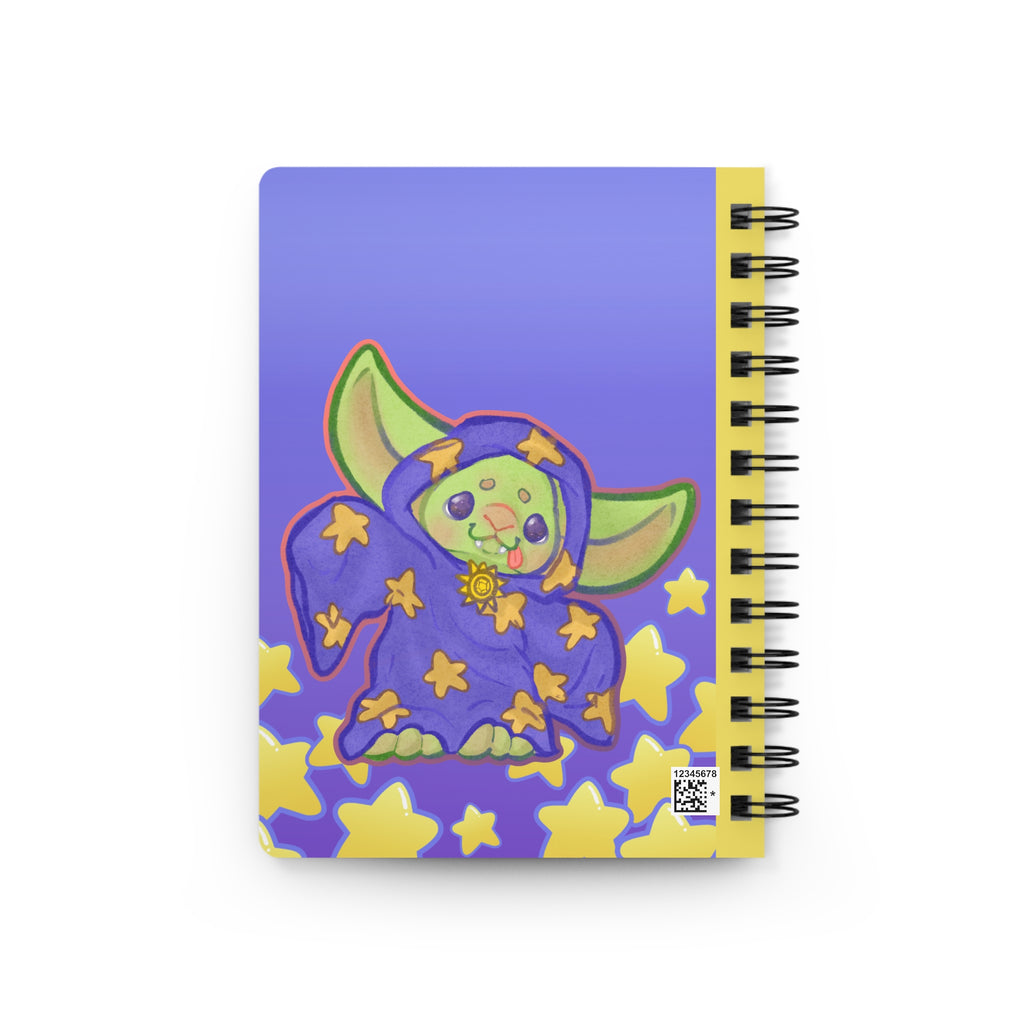 Kinder Goblin DnD Fantasy Starry Wizard Spiral Bound Journal | Cute Magical Monster Notebook