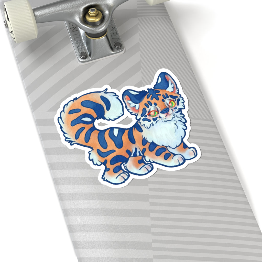 Tiger Kawaii Fantasy Die-Cut Vinyl Sticker 4in Wildlife Cute Fluffy Feline