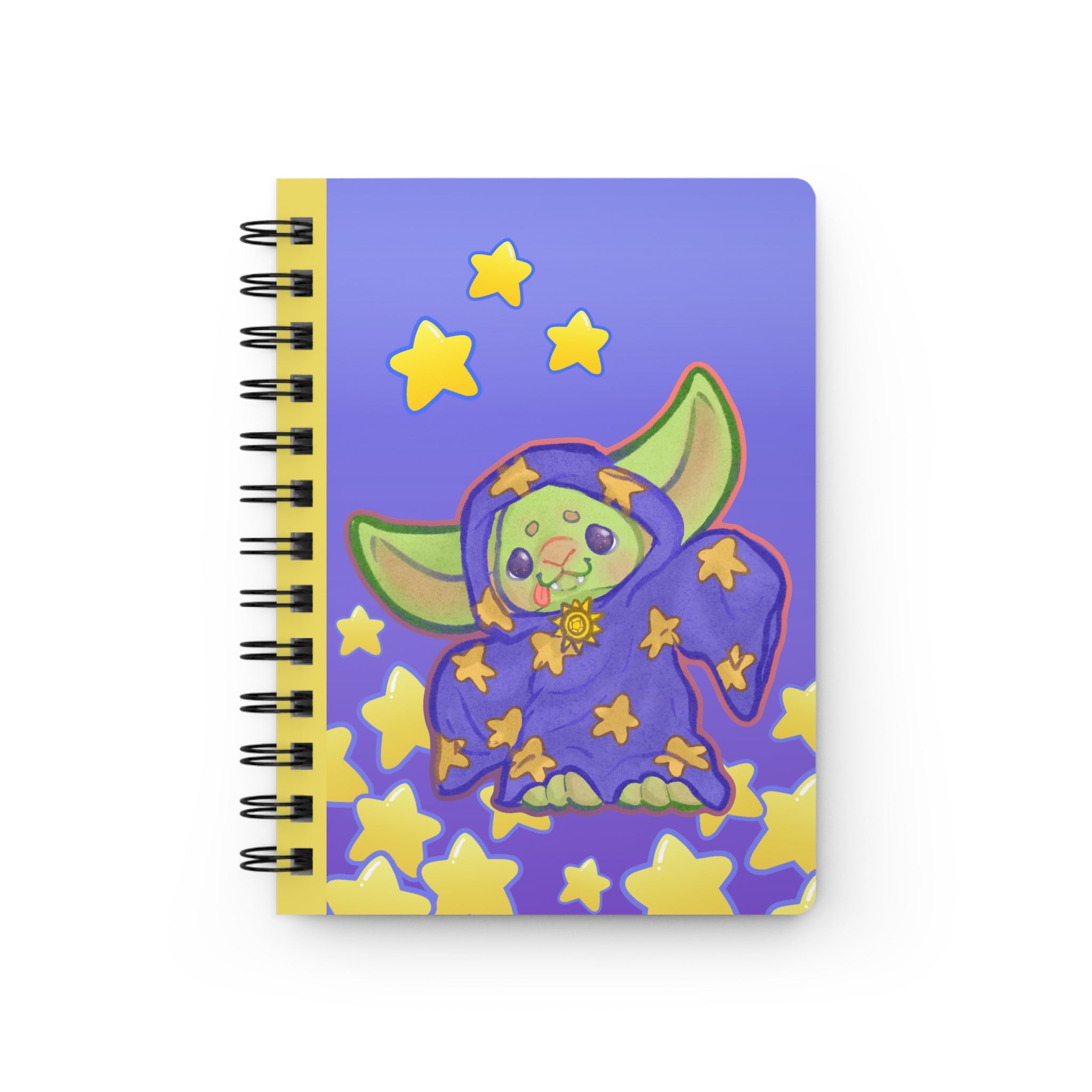 Kinder Goblin DnD Fantasy Starry Wizard Spiral Bound Journal | Cute Magical Monster Notebook