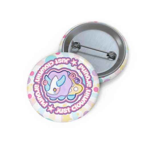 Cute Pastel Funceratops Clownin Around Pin Buttons | Just Clownin' Around Badge Silly Clowncore Circus