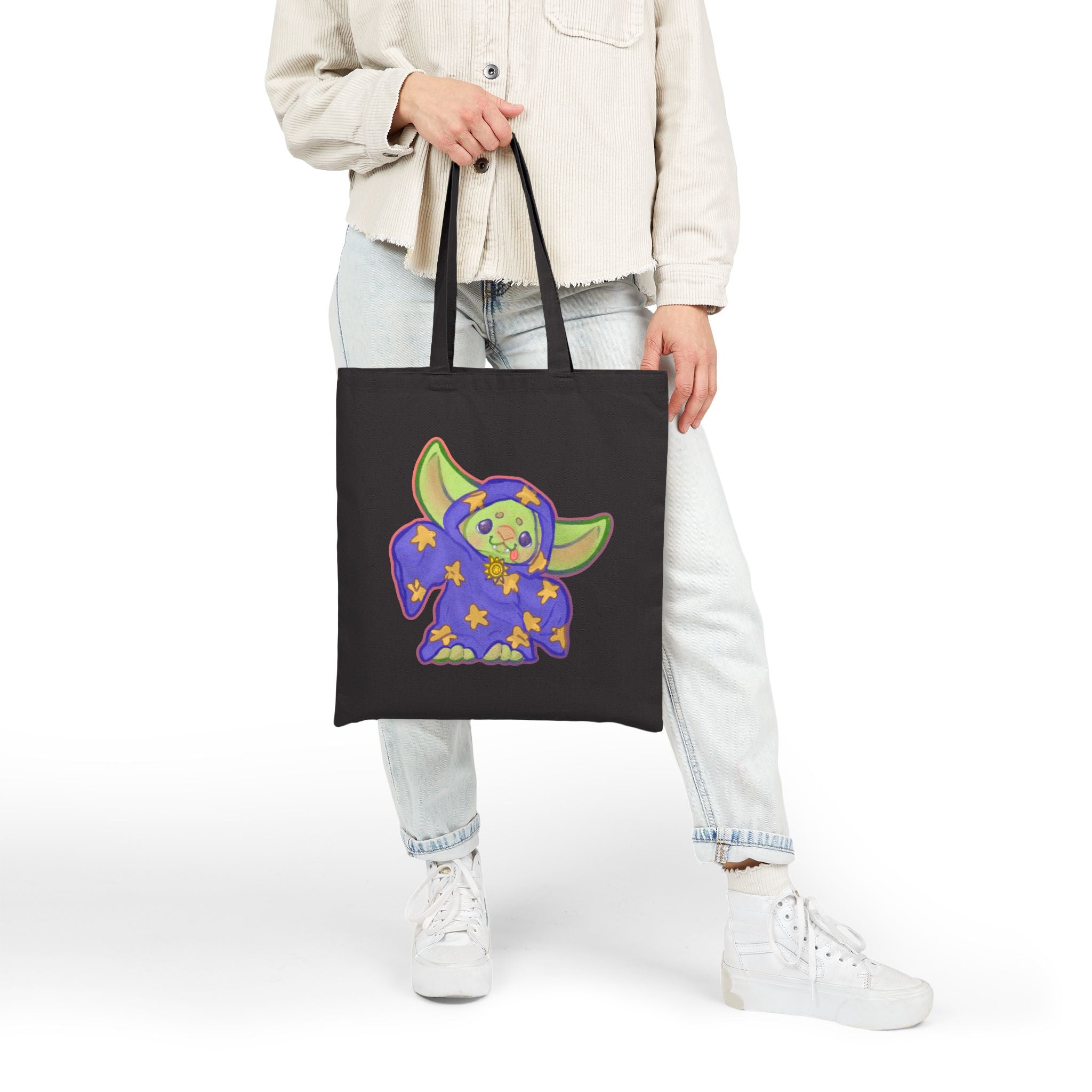 Kinder Goblin Kawaii Fantasy DnD Wizard Cotton Canvas Tote Bag