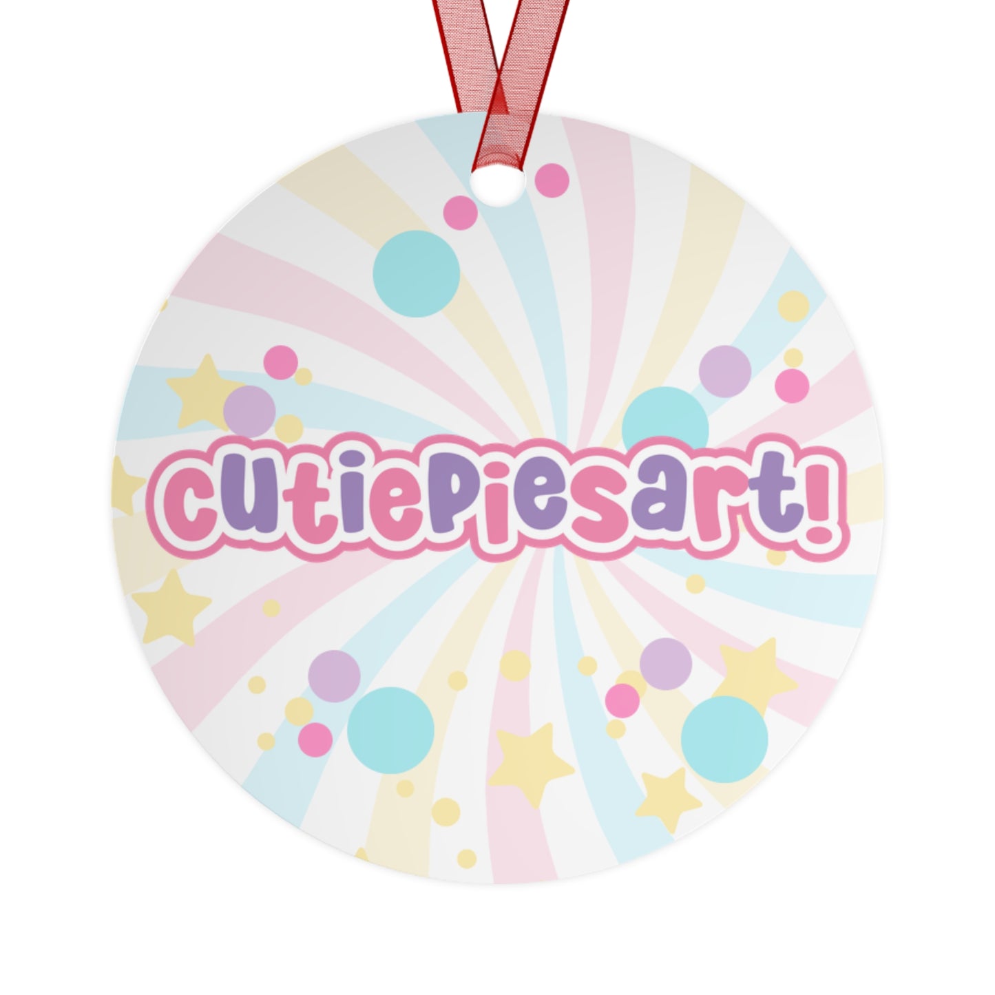 Kawaii Funceratops Clown Metal Ornament | Cute Pastel Dinosaur Circle Ornament