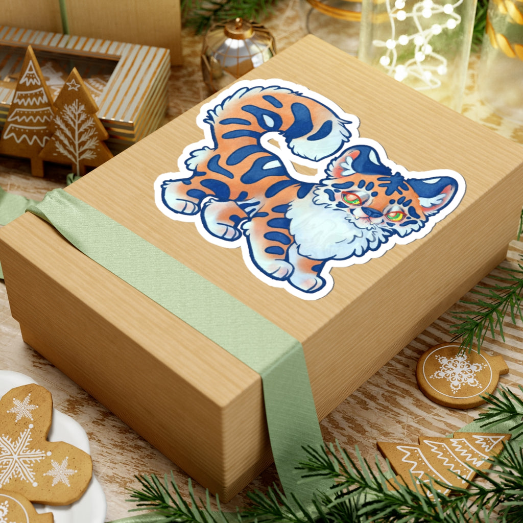 Tiger Kawaii Fantasy Die-Cut Vinyl Sticker 4in Wildlife Cute Fluffy Feline