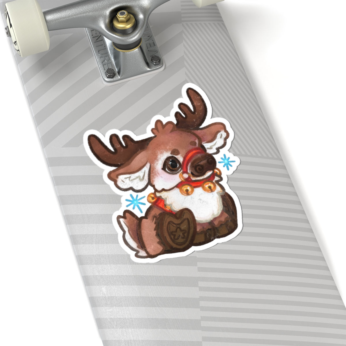 Jingle Bells Reindeer Kawaii Christmas Cutie Holiday Die-Cut Vinyl Sticker 4in