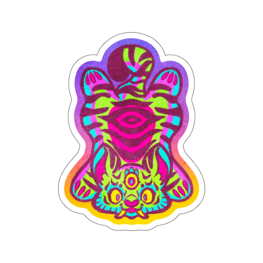 Tibetan Tiger Third Eye Psychedelic Kawaii Cutie Die-Cut Vinyl Sticker 6in