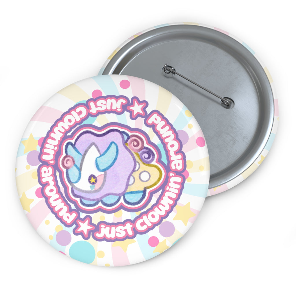 Cute Pastel Funceratops Clownin Around Pin Buttons | Just Clownin' Around Badge Silly Clowncore Circus