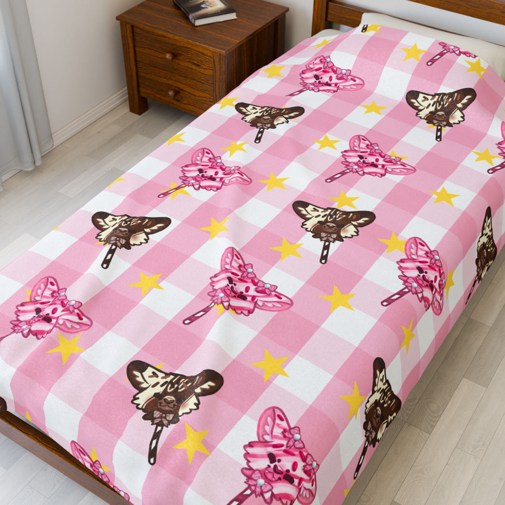 Cake Pup Pink Fuzzy Blanket Pastel Dessert Circus Theme Kawaii Home Decor Clowncore Blankie Lightweight Soft