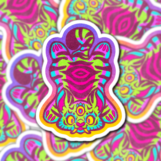 Tibetan Tiger Third Eye Psychedelic Kawaii Cutie Die-Cut Vinyl Sticker 6in