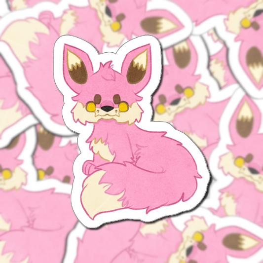 Pink Lupe Fantasy Wolf Die-Cut Vinyl Sticker 4in
