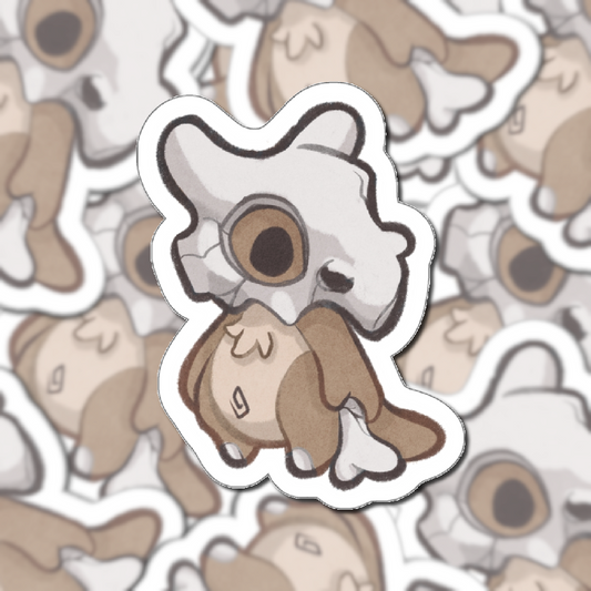Cubone Kawaii Cutie Fanart Die-Cut Vinyl Sticker 4in