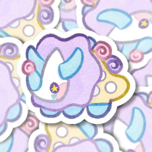 Funceratops Clown Triceratops Circus Kawaii Cutie Die-Cut Vinyl Sticker 4in
