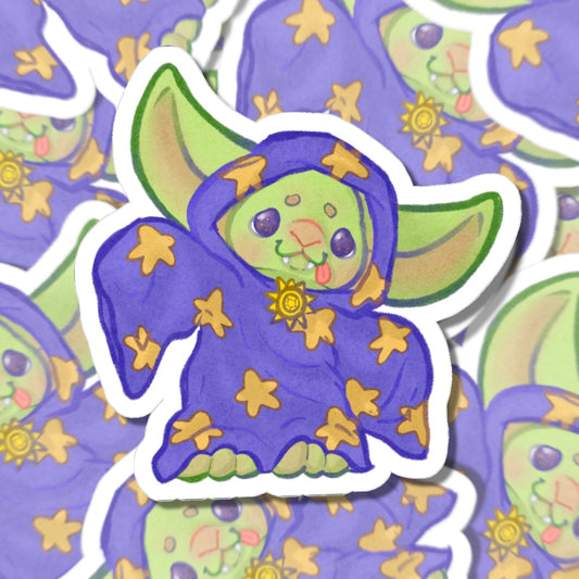 Wizard Kinder Goblin Kawaii Fantasy DnD Cutie Die-Cut Vinyl Sticker 4in