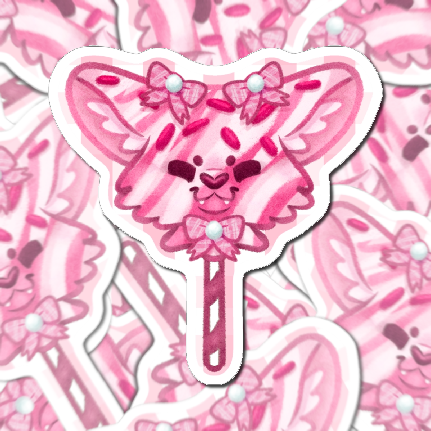 Cake Pup Raspberry Dessert Kawaii Cutie Die-Cut Vinyl Sticker 4in