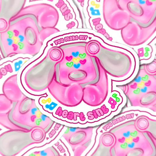 You Make My Heart Sing iDog Y2K Music Valentine Love Kawaii Cutie Die-Cut Vinyl Sticker 4in