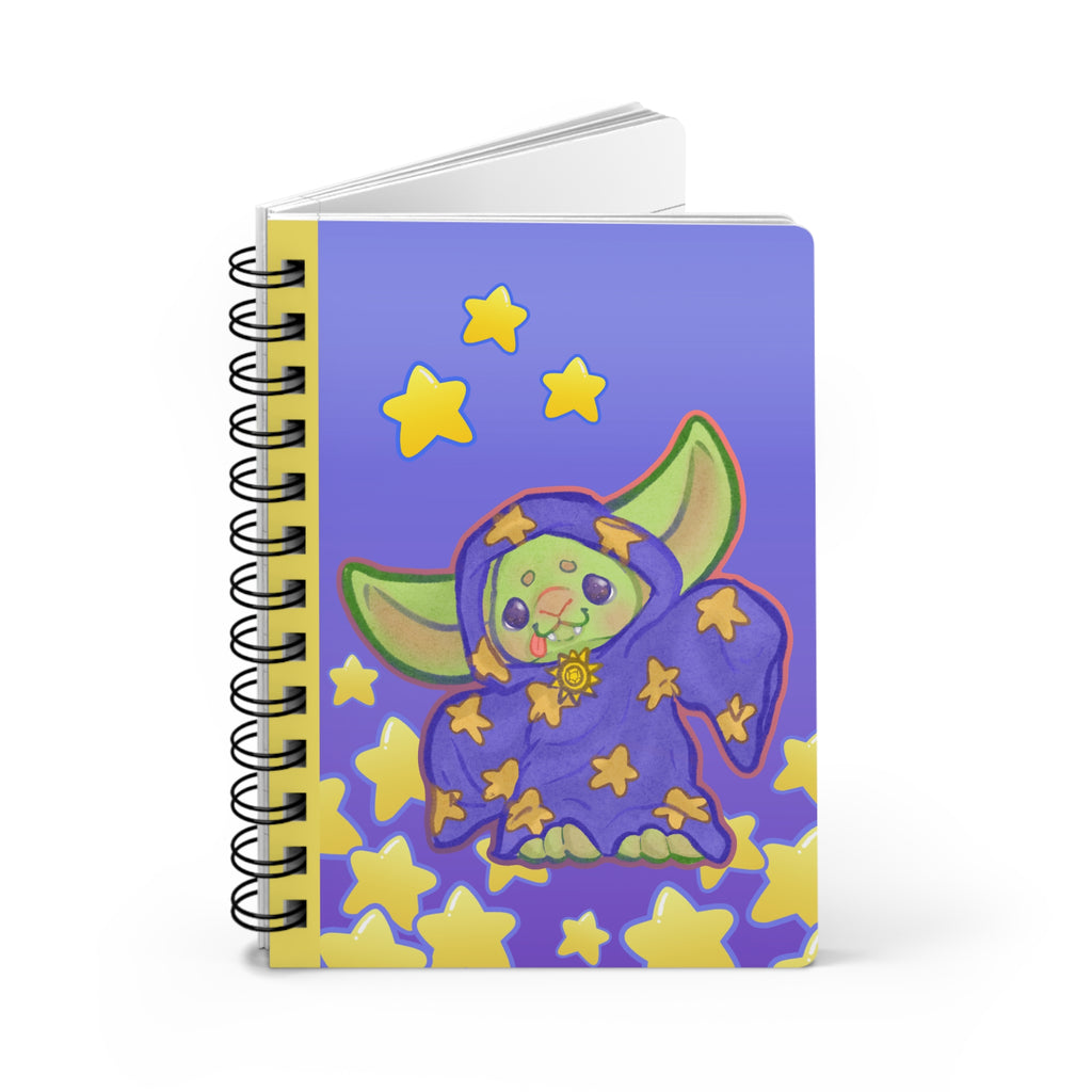 Kinder Goblin DnD Fantasy Starry Wizard Spiral Bound Journal | Cute Magical Monster Notebook